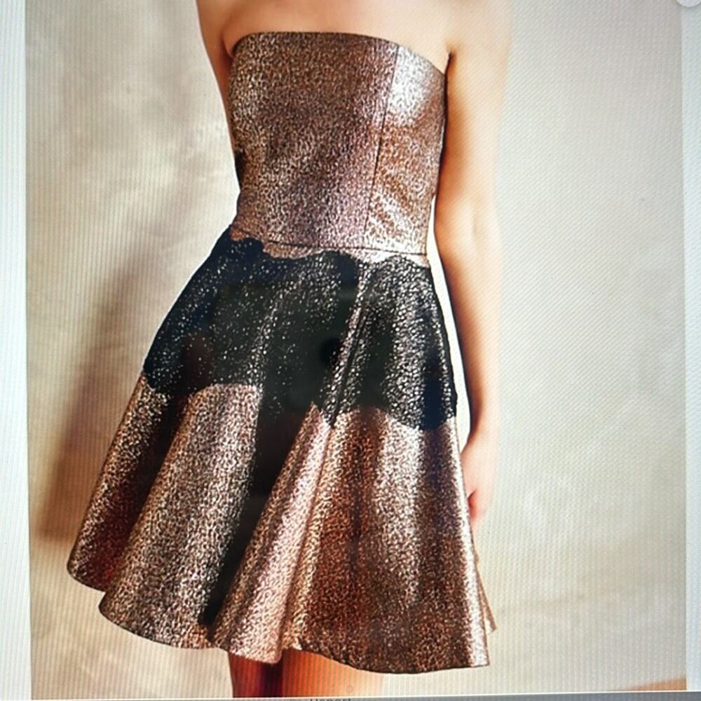 Anthropologie FB by Sachin & Babi Foil Brocade Strapless Mini NYE Dress Size 0